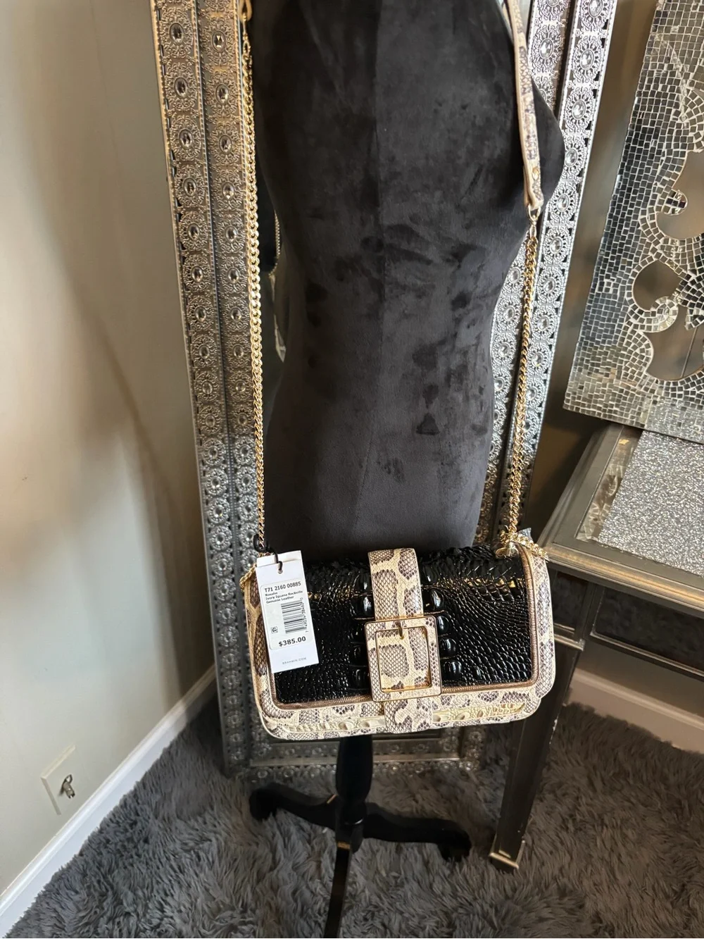 💕Brahmin Rosalie Ivory Iguana Rockville Crossbody Bag